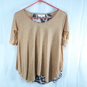 Umgee Womens Oversized Small Shirt Top Cheetah Print